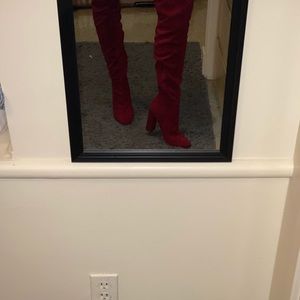 JustFab knee-high red boots